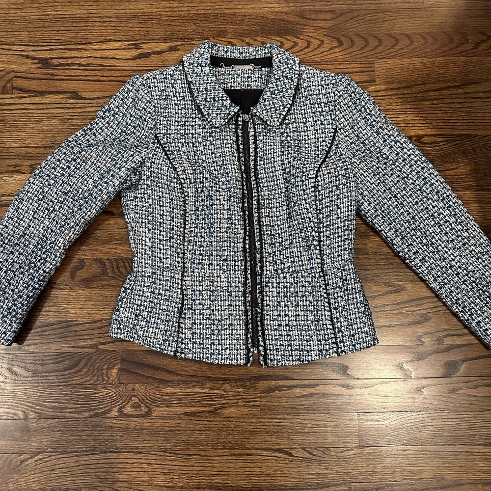 White House Black Market Black and White Blazer with Tailored Silhouette